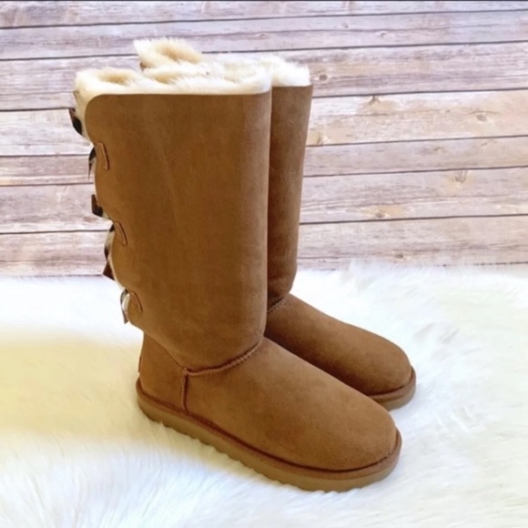 UGG Women’s Bailey Bow Tall II Chestnut Boots - Picture 3 of 7
